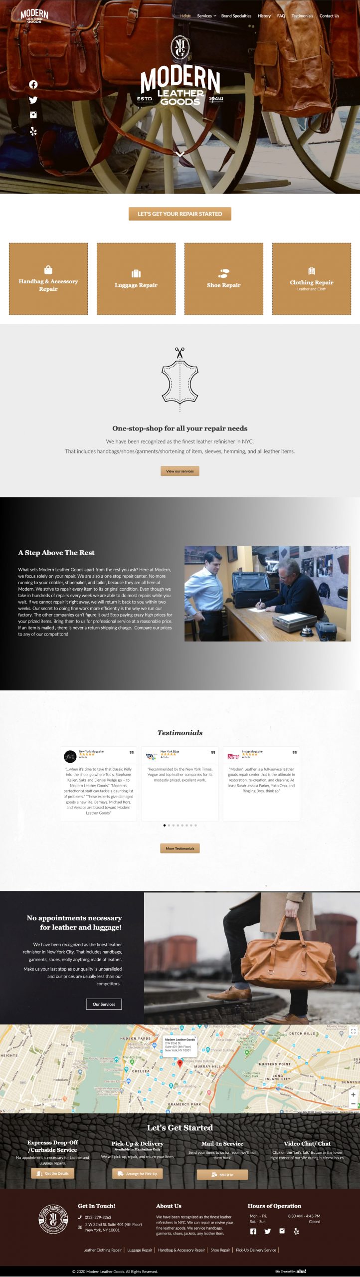 LEather Repair Website Design