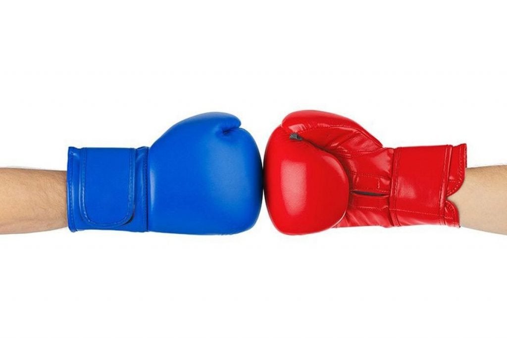red and blue boxing gloves