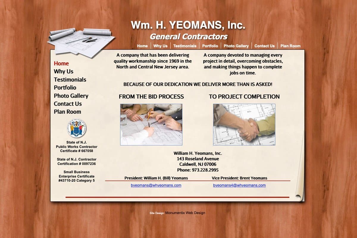 Yeomans COntracting before website design